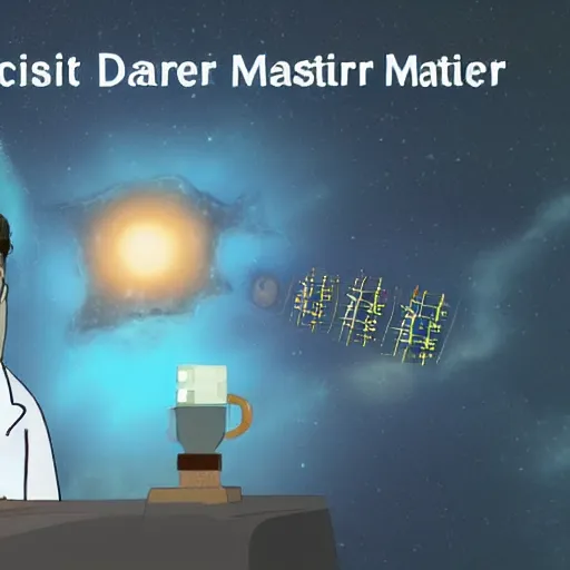 Prompt: Scientist discovering the dark matter