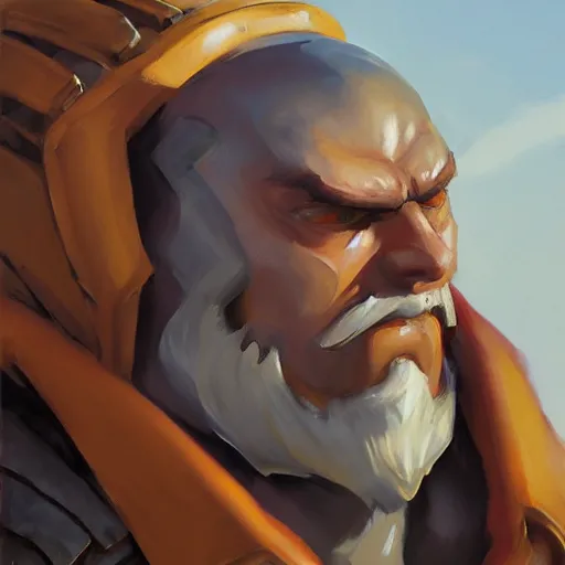 Image similar to greg manchess portrait painting of duncan man - at - arms as overwatch character, medium shot, asymmetrical, profile picture, organic painting, sunny day, matte painting, bold shapes, hard edges, street art, trending on artstation, by huang guangjian and gil elvgren and sachin teng