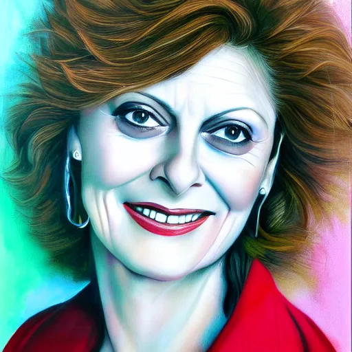 Prompt: an airbrush painting of Susan Sarandon by Hajime Soriyama