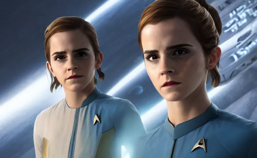 Prompt: Emma Watson in Star Trek, 4K UHD image, octane render,