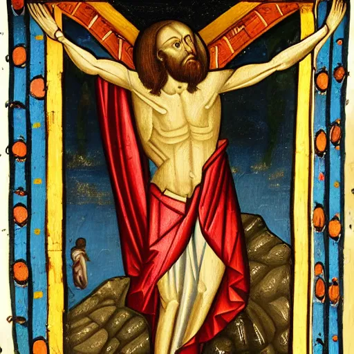 Image similar to iss in medieval religious jesus resurrection art