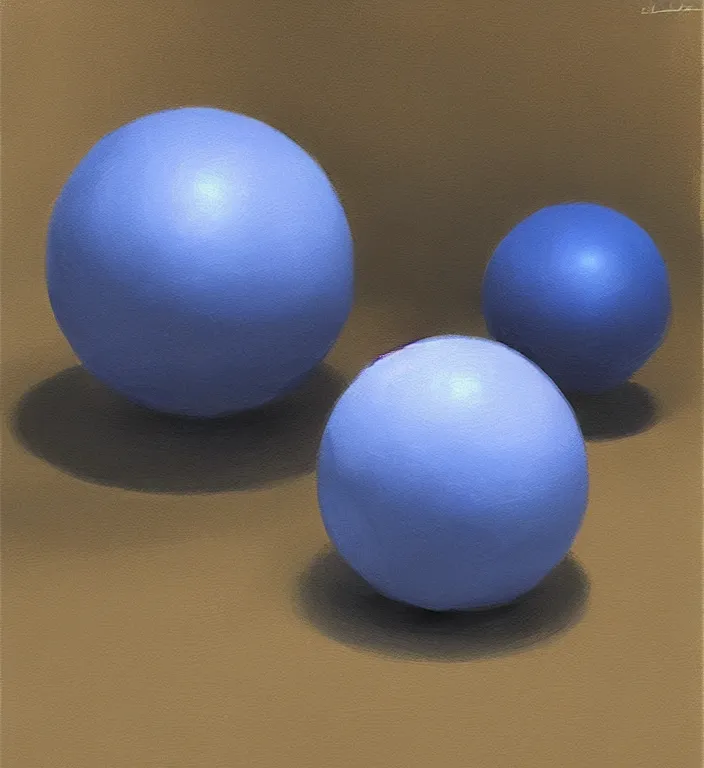 Image similar to a blue ball on a table, digital artwork by Wlop