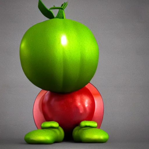 Prompt: a talking tomato character, 3 d render, big eyes