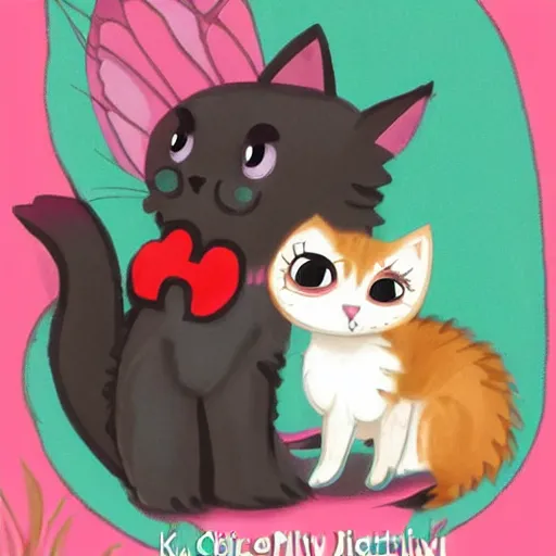 Image similar to kitten vampire and fairy kitten on a date