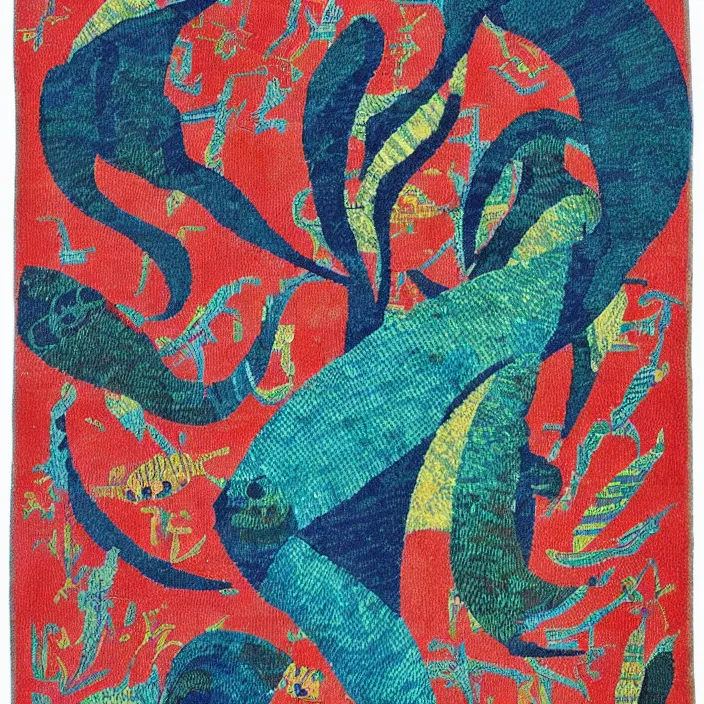 Image similar to different exotic fish. intricate textile carpet by olexandr archipenko