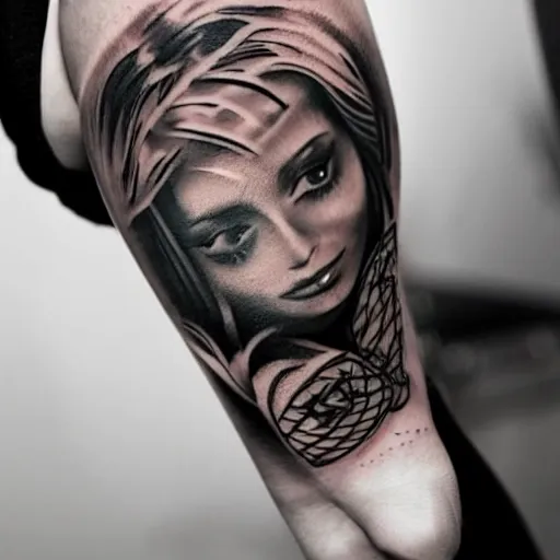 Image similar to a tattoo of balloons, tattoo art, black and white tattoo,