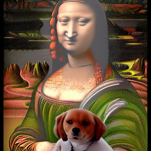 Image similar to dog as the monalisa