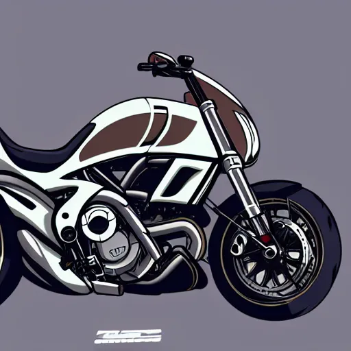 Image similar to anime art vehicle concept art, anime key visual of ducati diavel, on a country road, trending on pixiv fanbox, studio ghibli, extremely high quality artwork