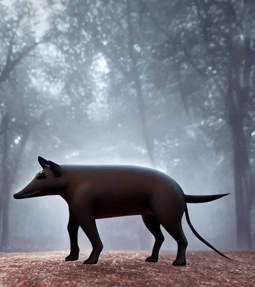 Prompt: photo of a dog tapir hybrid. dof. bokeh. magical atmosphere. art by greg rutkowski. lifelike. very detailed 8 k. intricate. soft light. nikon d 8 5 0.