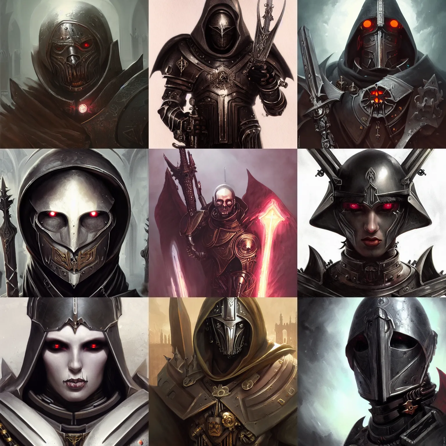 Prompt: gothic byzantine inquisitor, cyborg, dark fantasy, warhammer 4 0 k, portrait, highly detailed, digital painting, trending on artstation, concept art, sharp focus, illustration, art by artgerm and greg rutkowski and magali villeneuve