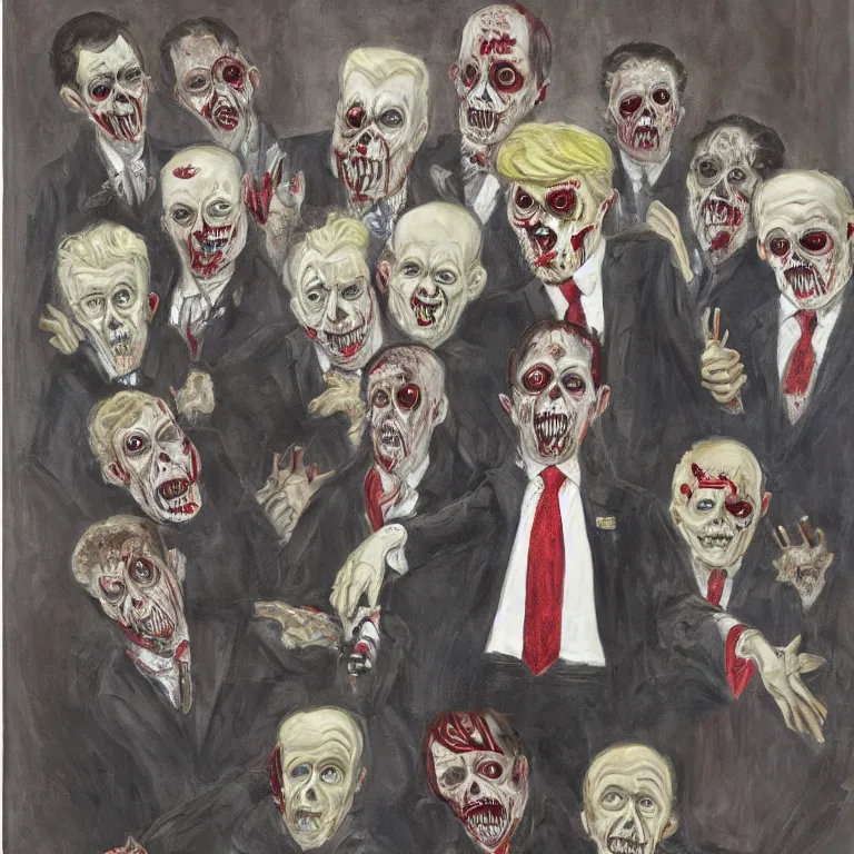 Image similar to Official White House portrait of a zombie President