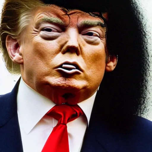 Prompt: donald trump licking face of michael jackson