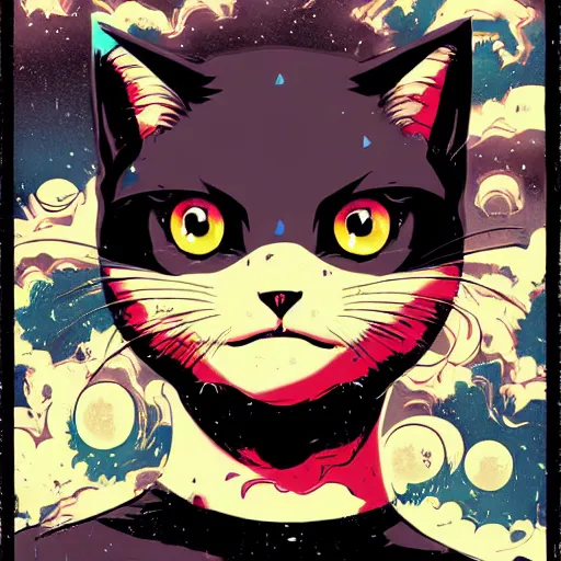 Prompt: delirium anime cat face portrait by petros afshar, tom whalen, laurie greasley, by greg rutkowski