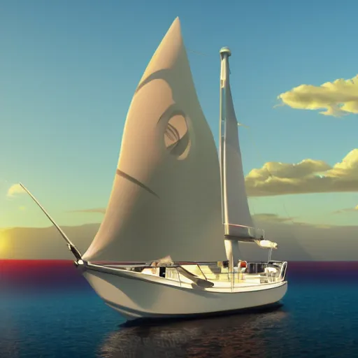 Prompt: sailor sailing into the sunset, highly detailed, rendered, ray - tracing, cgi animated, 3 d demo reel avatar, soft shade, soft lighting