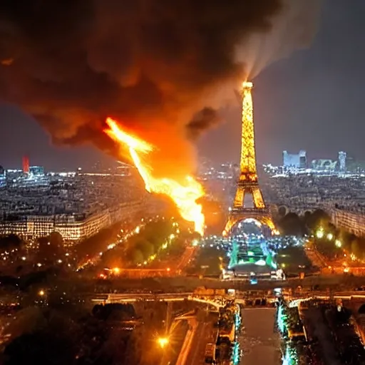 Image similar to eiffel tower on fire