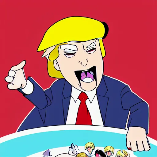 Prompt: Donald Trump anime pokemon art, illustration