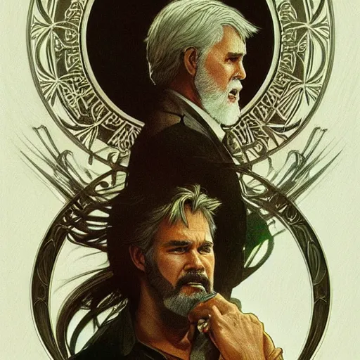 Image similar to beautiful lifelike award winning pencil illustration of kenny rogers trending on art station artgerm greg rutkowski alphonse mucha cinematic atmospheric