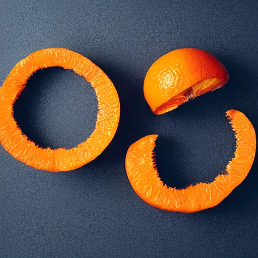 Image similar to 2 circular oranges, one orange takes a bite of the other orange they are both very happy vector logo clean modern minimal crisp edges