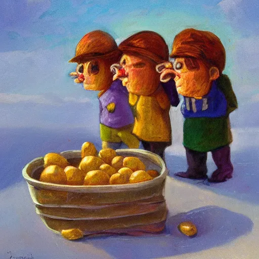 Prompt: The potatoes eaters, by Joshua Davis