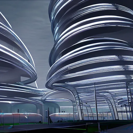 Prompt: a futuristic cyberpunk temple designed by zaha hadid, unreal engine, night lights, the evolution of humans shown in architectural drawing section