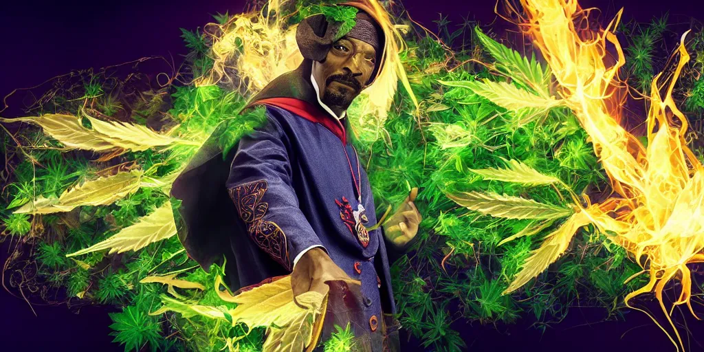 Image similar to snoop dogg doctor strange, marijuana, marijuana leaves, green light, highly detailed, cinematic by francis tneh, marvel cinematic universe, mcu, photo