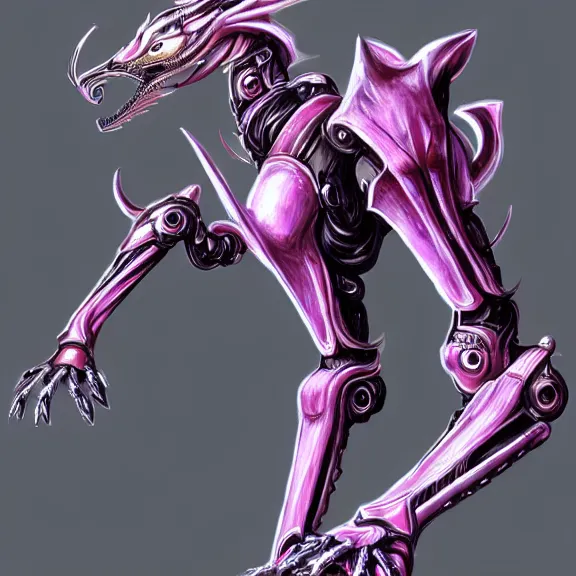 Prompt: highly detailed exquisite fanart, of a beautiful female warframe, but as an anthropomorphic elegant robot dragon, shiny white silver plated armor engraved, robot dragon head, Fuchsia skin beneath the armor, sharp claws, long tail, robot dragon hands and feet, two arms and legs, elegant pose, close-up shot, full body shot, epic cinematic shot, professional digital art, high end digital art, singular, realistic, DeviantArt, artstation, Furaffinity, 8k HD render, epic lighting, depth of field