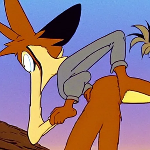 Image similar to wile e. coyote, studio ghibli