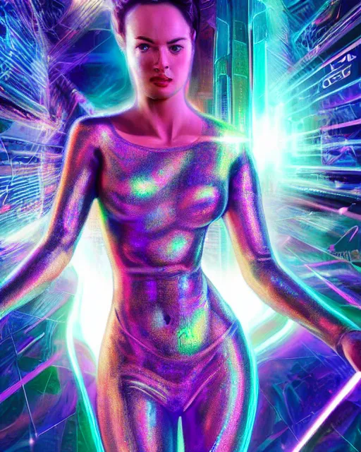 Image similar to a powerful energy holographic matrix woman, by alexander fedosav, hyper detailed digital matte painting, concept art, hyperrealism, 1 6 k resolution, cinema 4 d, 8 k resolution, trending on artstation, behance hd, a masterpiece, by stephan martiniere, particles, cel - shaded, power bright neon energy, by david a. hardy,