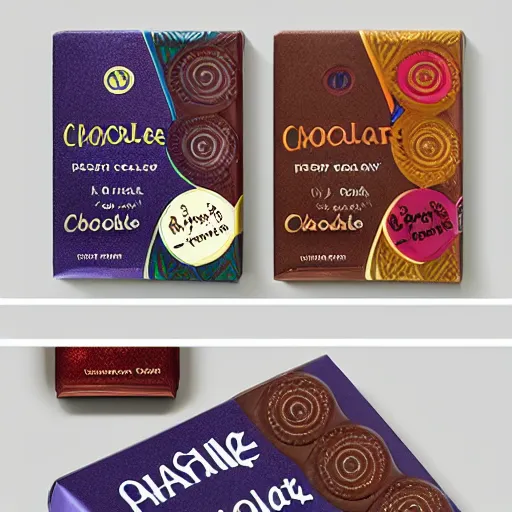 Image similar to chocolate packaging design, premium, bold colours, patterns, behance, packaging of the world
