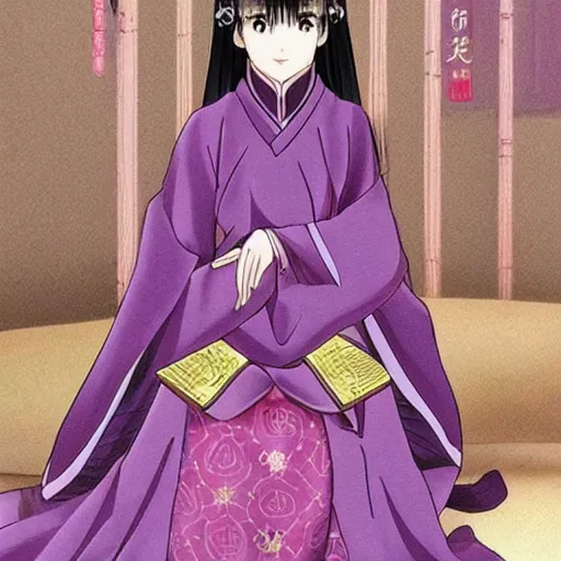 Image similar to elegant chinese princess, purple eyes, anime style