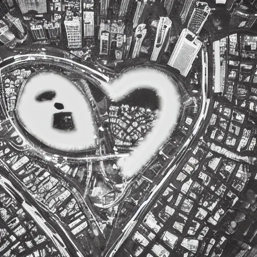 Prompt: Heart-shaped city.