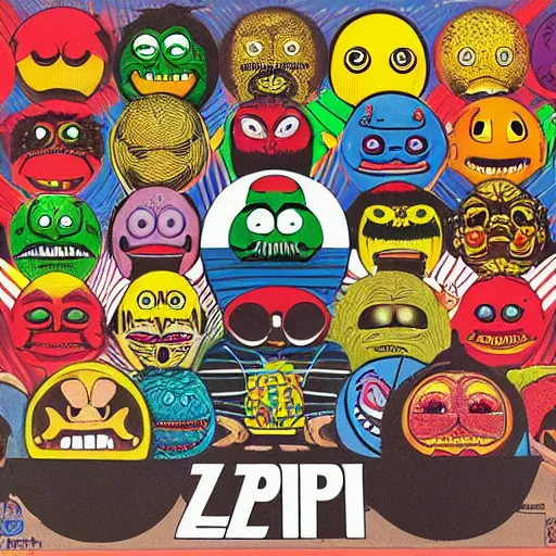 Image similar to 8 0's madballs toys on led zeppelin album cover, 8 k resolution hyperdetailed photorealism