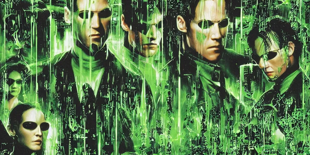 Image similar to colorful green scene from The Matrix (1999) by Markus Vogt exquisitely detailed, 4k ultra