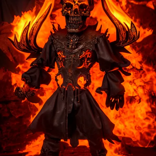 Prompt: ragnaros the firelord wielding burning skull as a mask full body 8 k