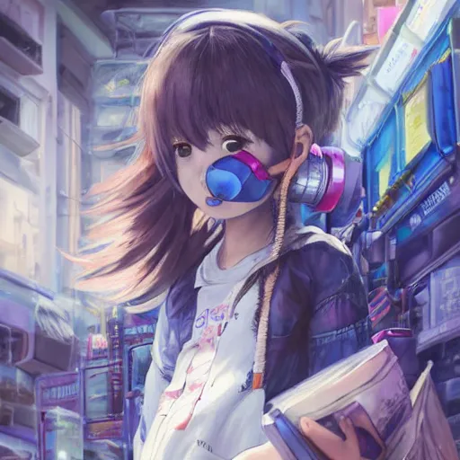 Image similar to dynamic composition, motion, ultra-detailed, incredibly detailed, a lot of details, amazing fine details and brush strokes, colorful and grayish palette, smooth, HD semirealistic anime CG concept art digital painting, watercolor oil painting of Clean and detailed post-cyberpunk sci-fi close-up schoolgirl in asian city in style of cytus and deemo, blue flame, relaxing, calm and mysterious vibes,, by a Chinese artist at ArtStation, by Huang Guangjian, Fenghua Zhong, Ruan Jia, Xin Jin and Wei Chang. Realistic artwork of a Chinese videogame, gradients, gentle an harmonic grayish colors. set in half-life 2, Matrix, GITS, Blade Runner, Neotokyo Source, Syndicate(2012), dynamic composition, beautiful with eerie vibes, very inspirational, very stylish, with gradients, surrealistic, dystopia, postapocalyptic vibes, depth of field, mist, rich cinematic atmosphere, perfect digital art, mystical journey in strange world