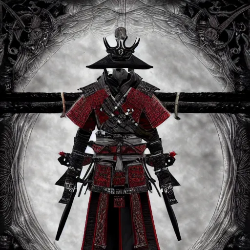 Image similar to Male Samurai Pirate, hd, intricate, bloodborne, 8k, digital art