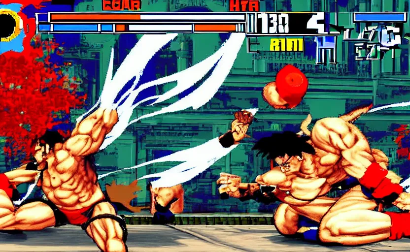 Prompt: screenshot of Hideo Kojima in Street Fighter 2,