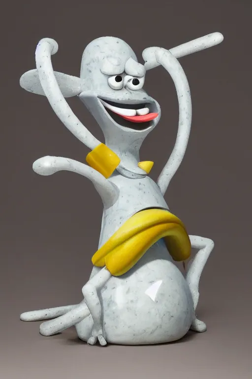 Prompt: mr eugene krabs the anthropomorphic krab from bikini bottom, marble sculpture