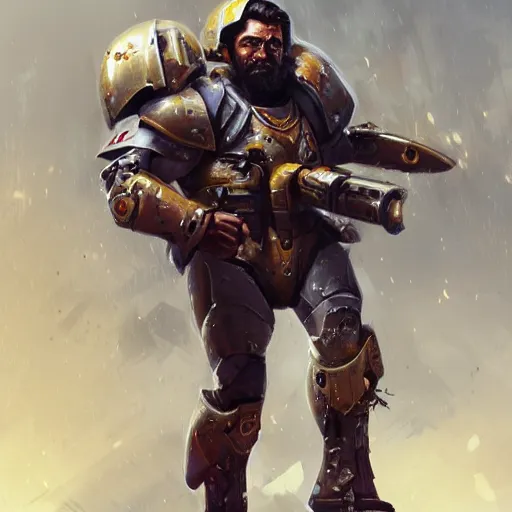 Image similar to oscar isaac as a 4 0 k marine by mandy jurgens, artstation