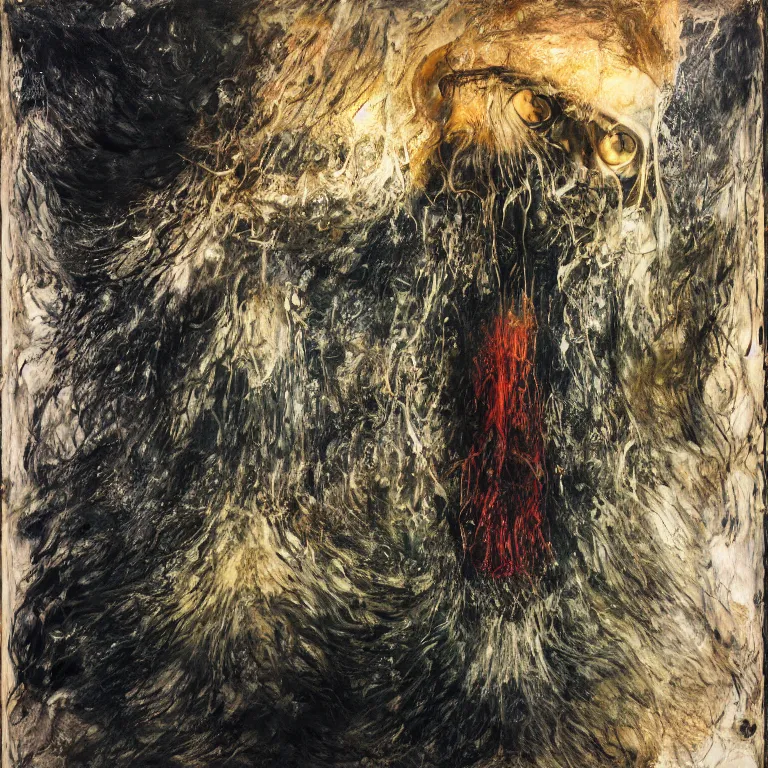 Prompt: Hyperrealistic Studio wet collodion Photograph portrait of a deep sea Vampire squid deep underwater in darkness, award-winning nature deep sea expressionistic impasto oil painting by Cy Twombly and Tim Hawkinson vivid colors hyperrealism 8k