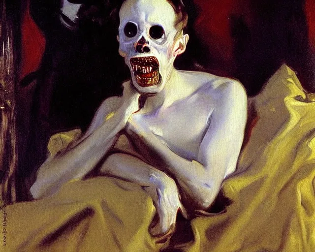 Image similar to a terrifying, disturbing painting by John Singer Sargent