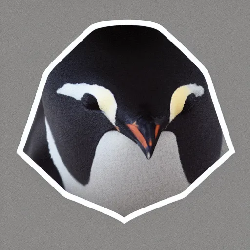 Image similar to an abstract, simplified icon depicting a penguin's head, eyes open, white background, elegant, award-winning, clever, render, blender, 3d, high quality, app, ios