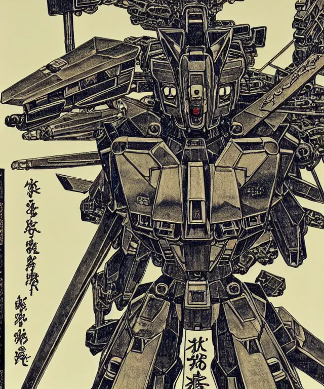 Image similar to gundam mecha robot, high details, masterpiece engraving by takato yamamoto, gustave dore, jean giraud