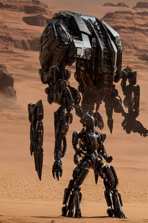 Image similar to cinematic still in westworld and dune movie and pacific rim movie and ps 5 game machine warrior 5, intricate ornate humanoid mecha warrior,