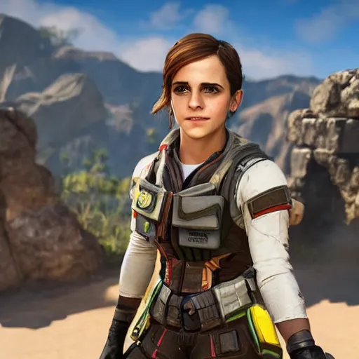 Prompt: emma watson screenshot from apex legends play of the game