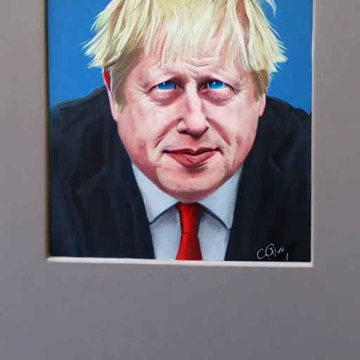 Image similar to beryl cook painting drawing of boris johnson