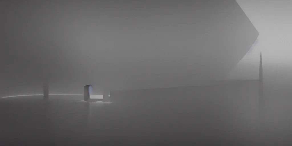 Prompt: cinematic, concept art, hyper realistic, symbolism, Orwellian Disney Land, minimalist architecture by Scott M Fischer, misty, foggy, depth of field, 8k, 35mm film grain, unreal engine 5 render