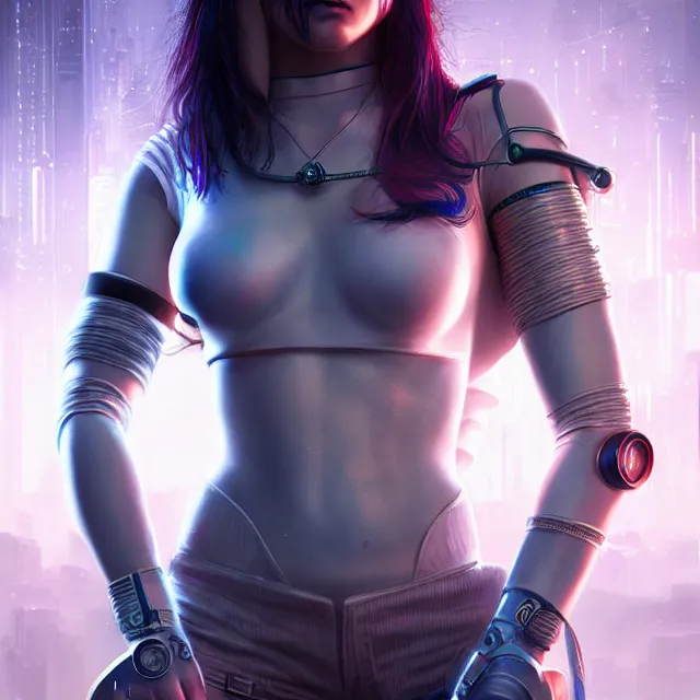 Image similar to cyberpunk sailor warrior, highly detailed, 4 k, hdr, smooth, sharp focus, high resolution, award - winning photo, artgerm, photorealistic