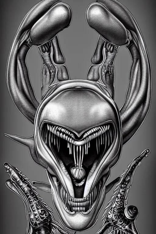 Image similar to anatomically accurate diagram of alien animal, intricate parts, fine details, hyper realistic, by seichen, surreal