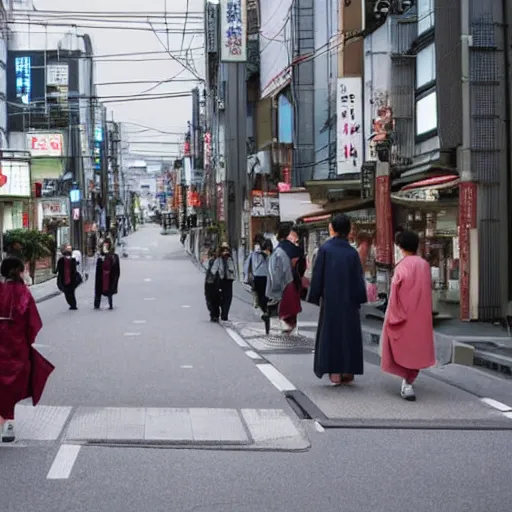 Image similar to japanese women and men on a japan street, still of a japanese movie ( 2 0 1 5 )